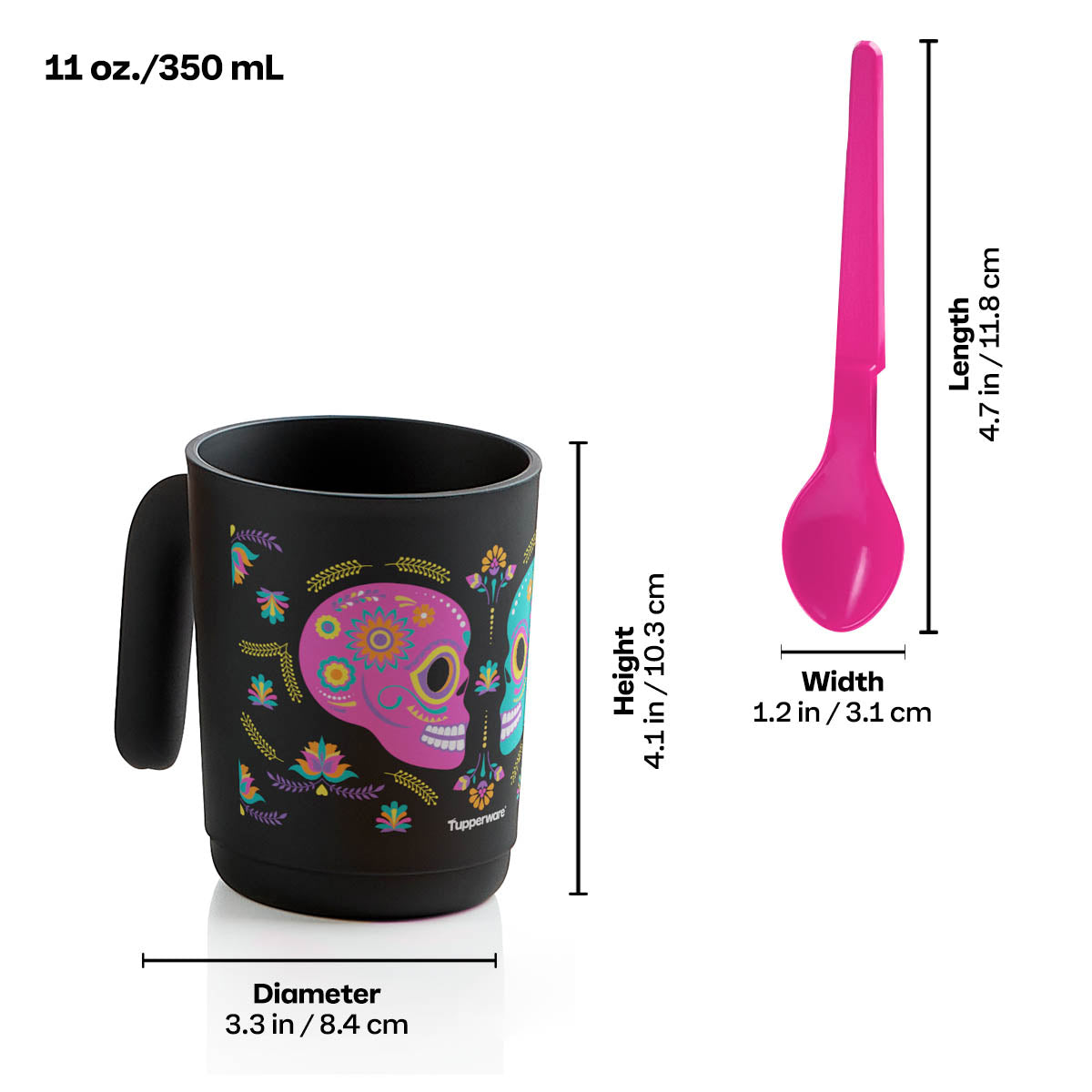 Tupperware® Dia De Los Muertos Mug Set with Hang-On Spoons | Set of 4