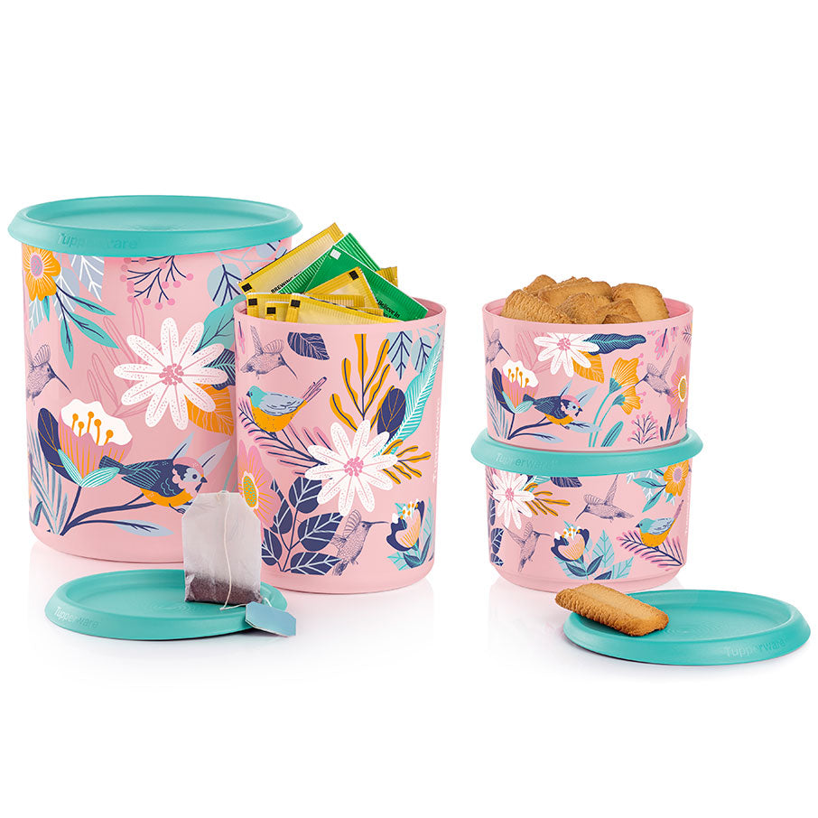 Blushing Meadow One Touch® Canister Set