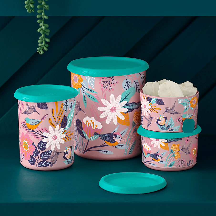 Blushing Meadow One Touch® Canister Set
