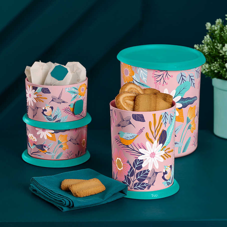 Blushing Meadow One Touch® Canister Set