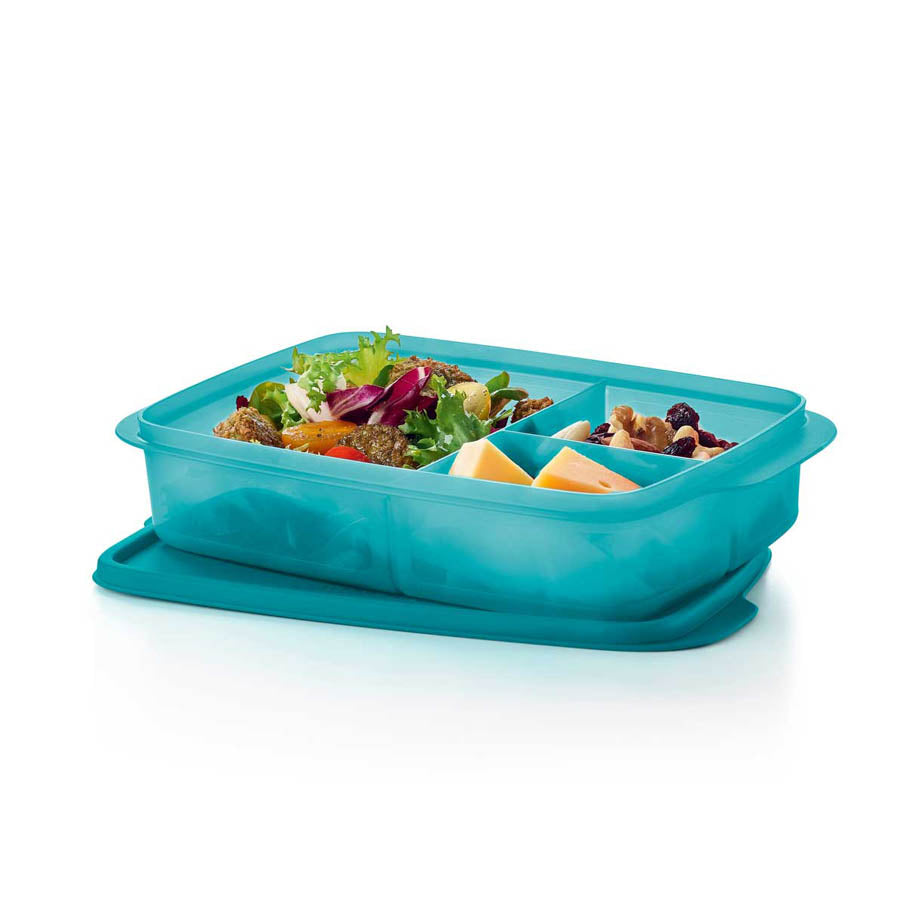 TUPPERWARE NEW SET OF 2 PACKETTE SLIM SIDE BY SIDE SNACK/LUNCH/DIVIDED  CONTAINER