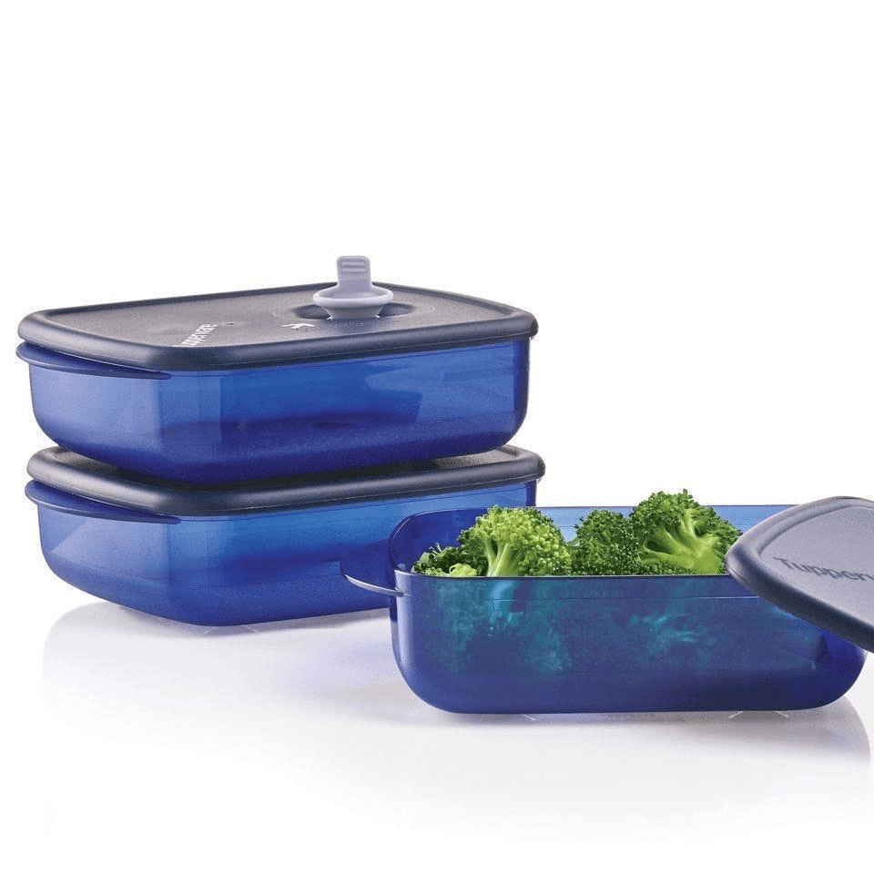 Tupperware Vent N Serve Medium Set Microwave & Freezer Safe BPA Free Blue  New