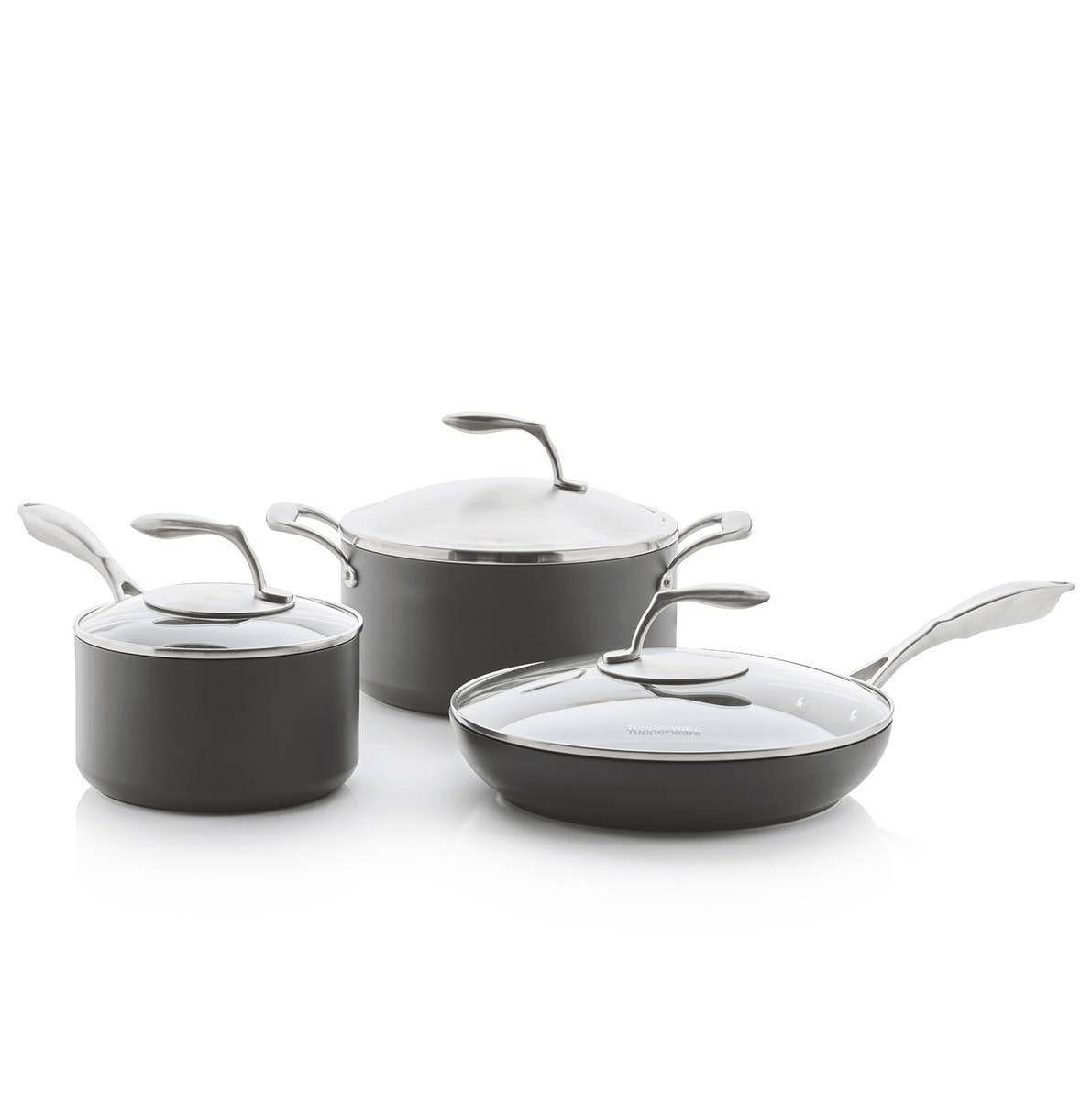 Essentials Nonstick Cookware Set, 2 piece Fry & Sauce Pan with lid