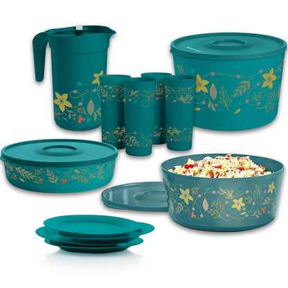 Tupperware® Holiday Holly Serving Set | Bowls, Plates, Tumblers & Pitcher