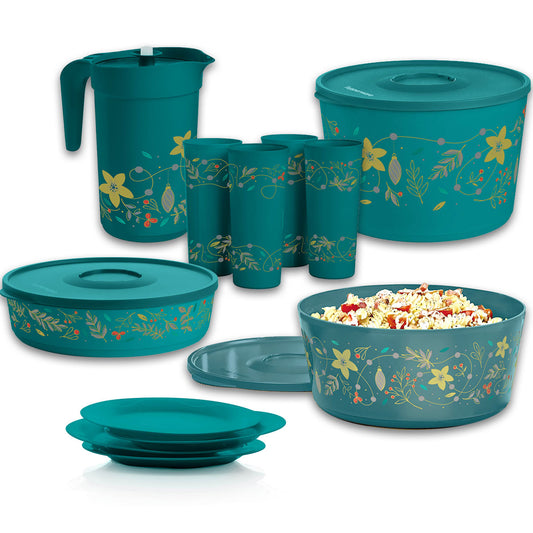 Tupperware® Holiday Holly Serving Set | Bowls, Plates, Tumblers & Pitcher