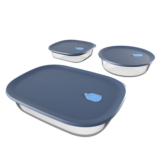 Tupperware Voila™ Glass Bakeware Set of 3 | Square, Round & XL Rectangular