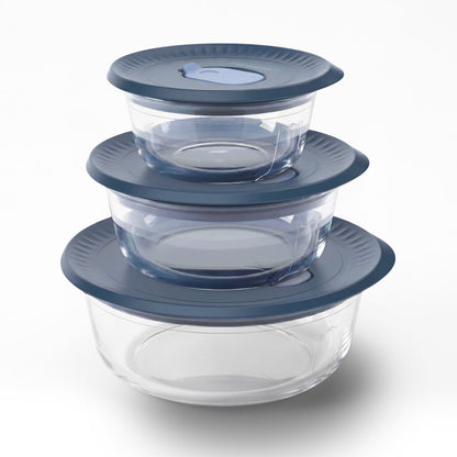 Tupperware Voila™ Glass Round Food Storage | Set of 3