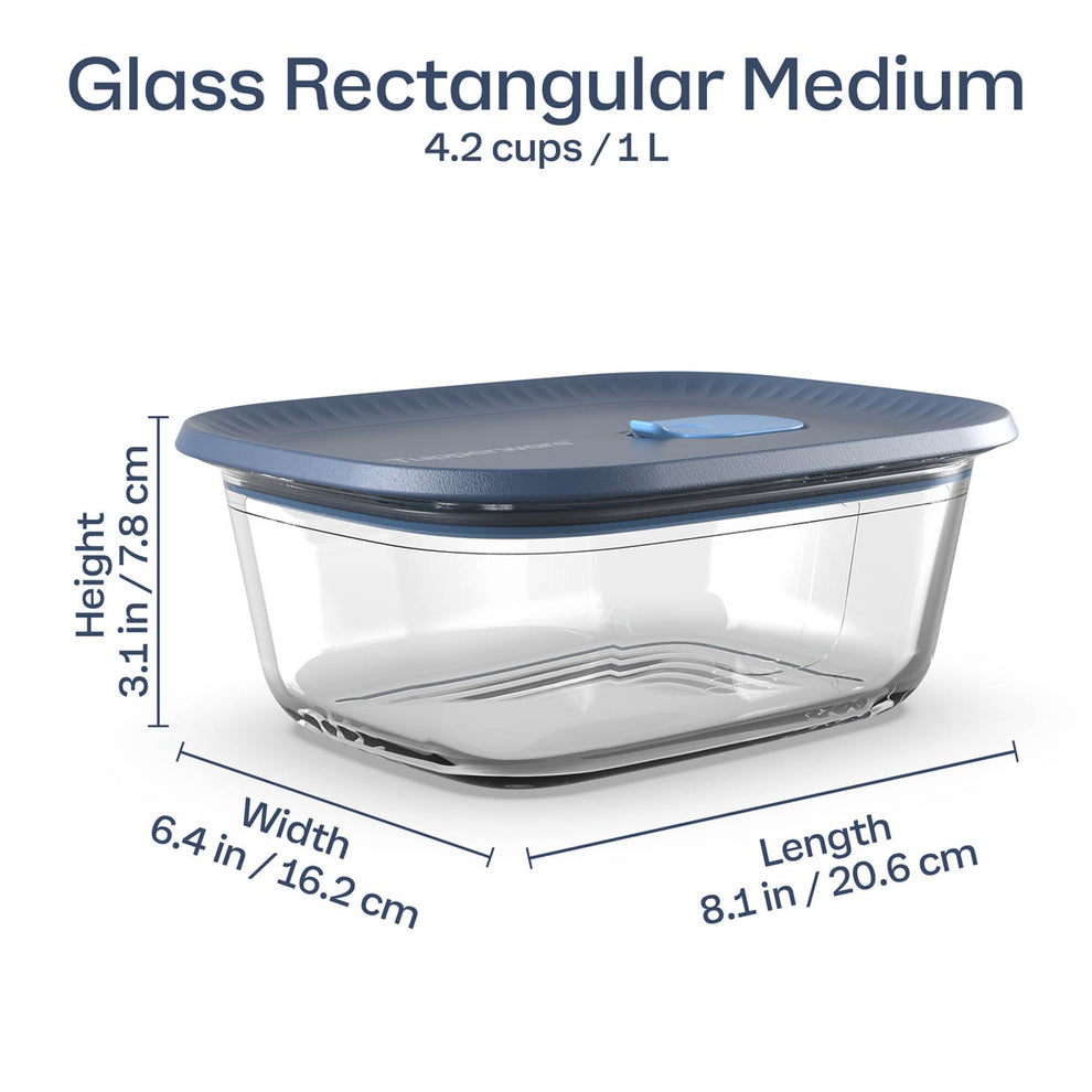 Tupperware Voila™ Glass Food Storage Container | Rectangular Medium ...