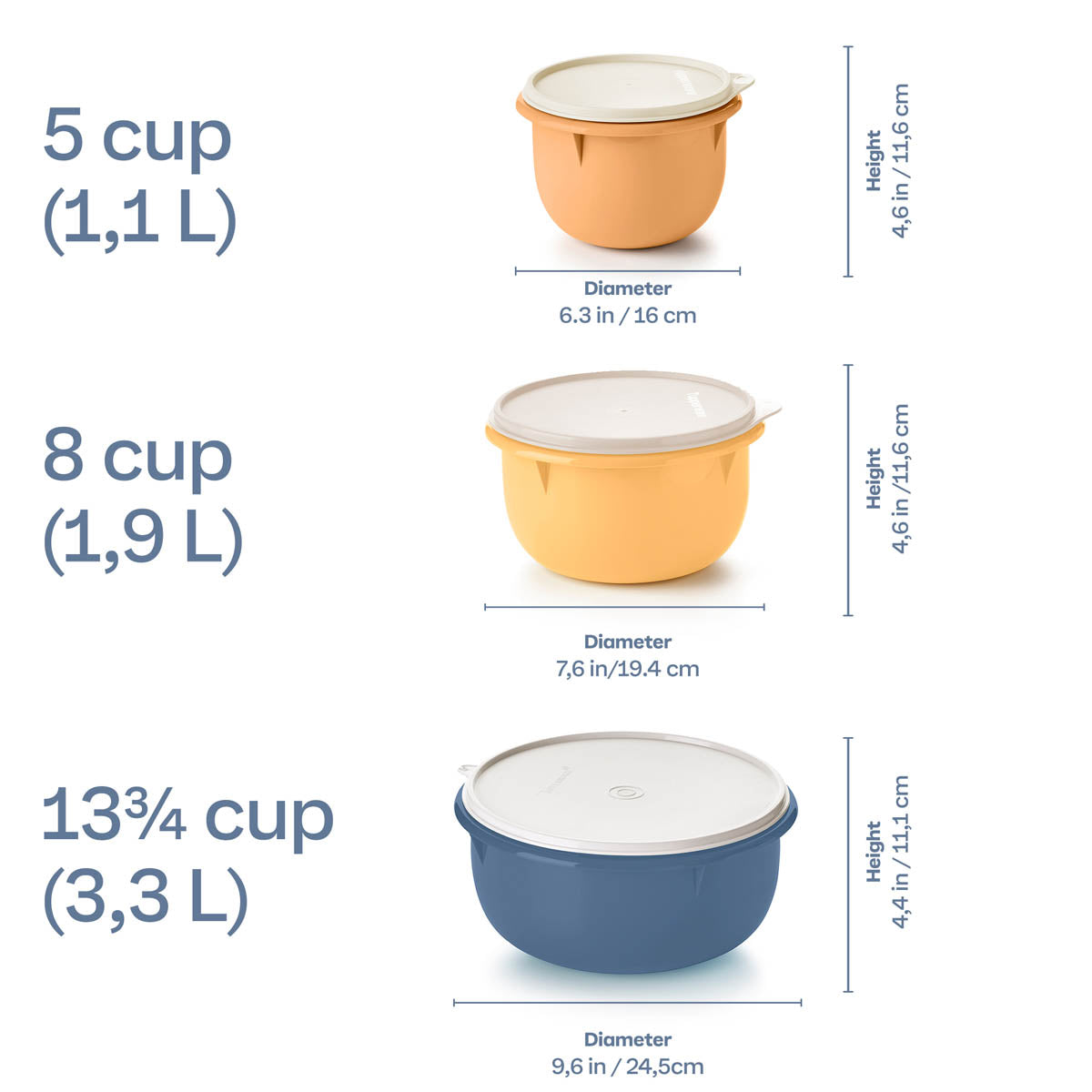Tupperware® 3-pc Multipurpose Mixing Bowl Set for Food Prep and Storage