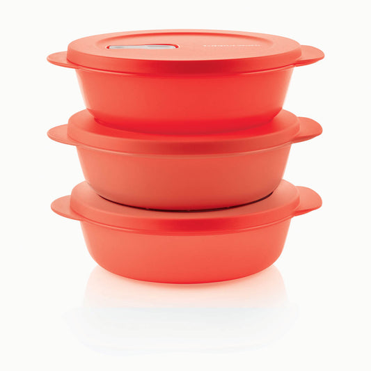Tupperware® CrystalWave® Plus Round | Set of 3 | Microwave-Safe Containers