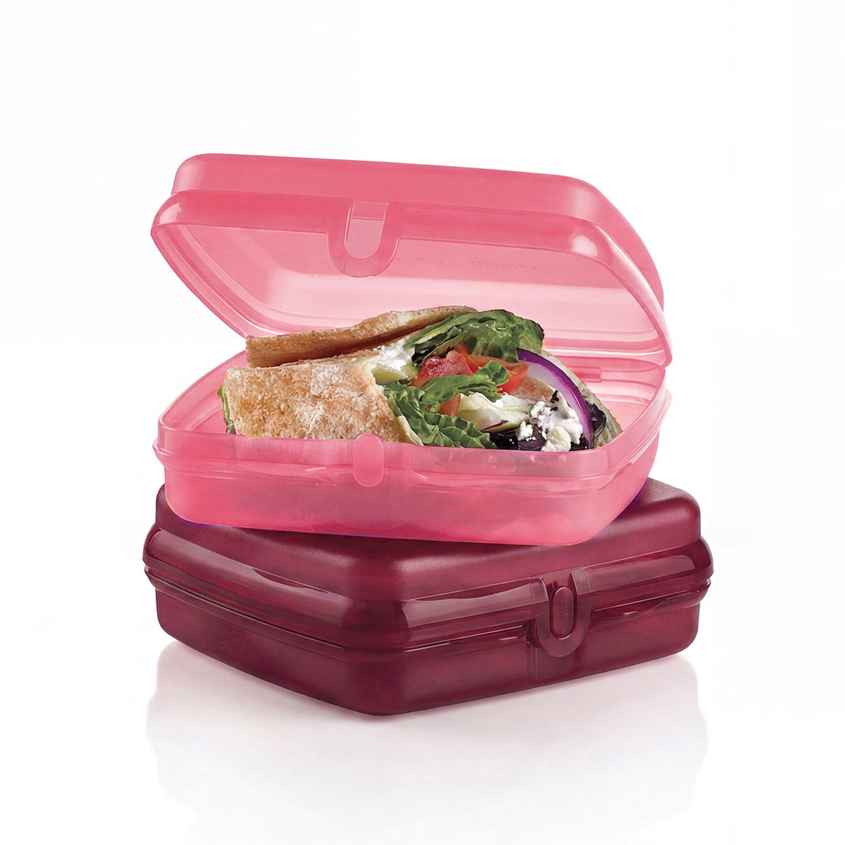 Tupperware® Sandwich Keepers - 2 Easy-Open Lunch Boxes for Kids - Bordeaux