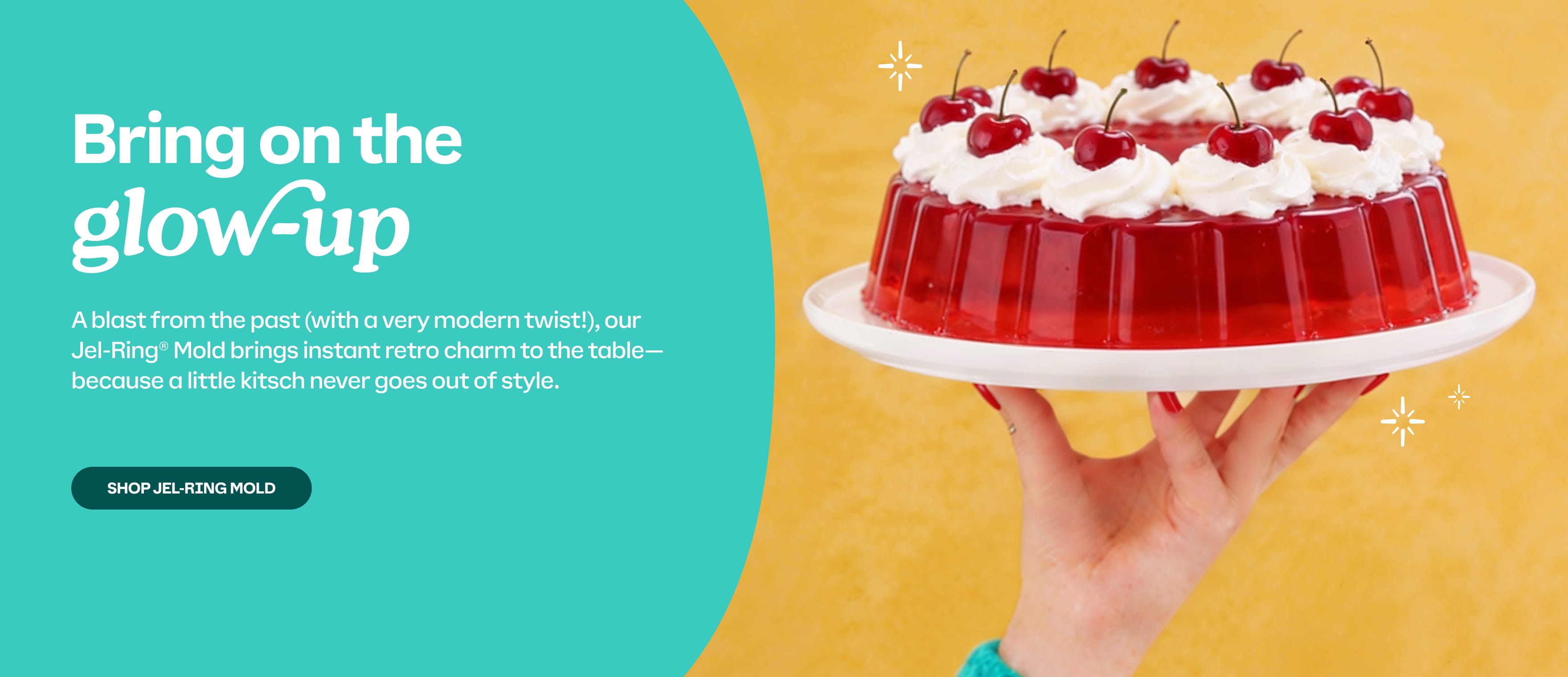 A blast from the past (with a very modern twist!), our Jel-Ring® Mold brings instant retro charm to the table—because a little kitsch never goes out of style. 
[CTA] SHOP JEL-RING MOLD 