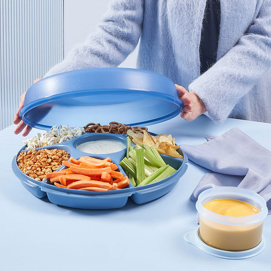 Tupperware Serving Center Set - 6 Compartment Serving Tray and Party Platter - Food Storage Container and Lid