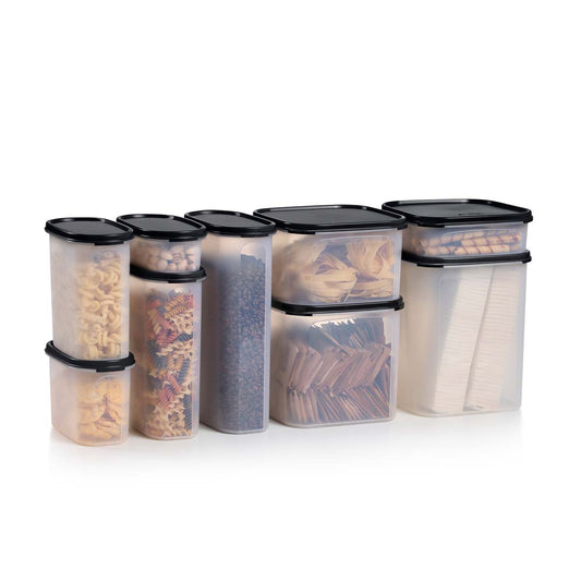 Tupperware Clear Storage Container Modular Mates #2 Square Black Seal New