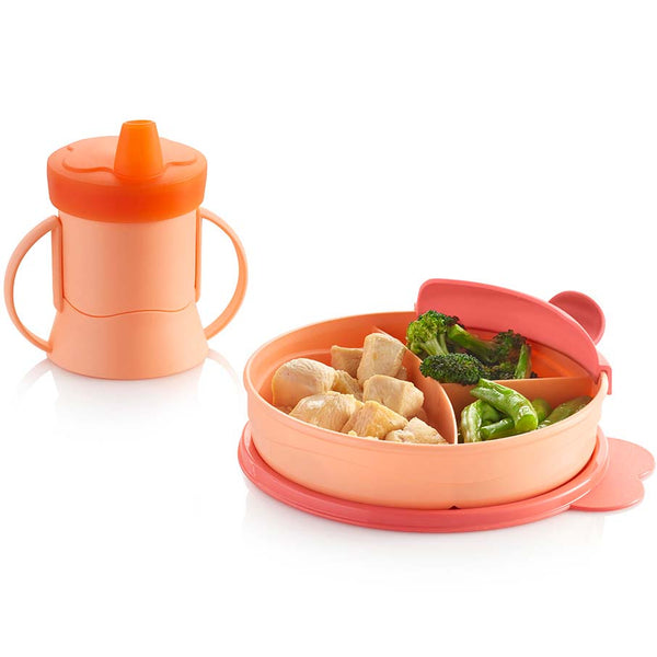 Tupperware Brand Tupperkids Feeding Set - Lime Aid, Tropical Water & Orange  Peel Colors - Includes Divided Dish & Sip 'N Care Sippy Cup