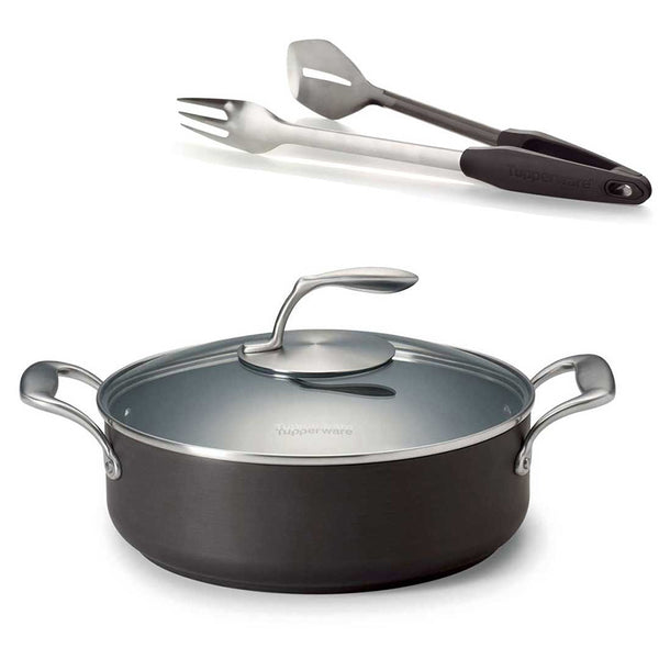 Chef Series II 4.3-Qt./4 L Sauteuse with Glass Cover w FREE Tongs
