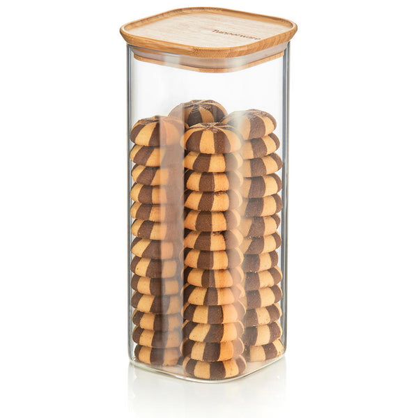 Tarro de almacenamiento de vidrio y bambú de 2¼ tazas/550 ml